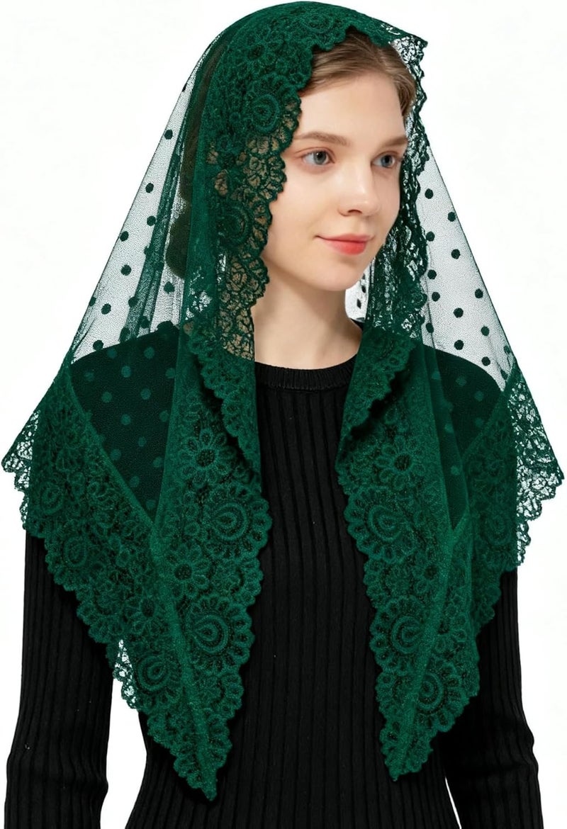 Wgior Triangle Vintage Inspired Lace Chapel Veils Catholic Mass Head Covering Scarf Mantilla Veils for Church - Image 2